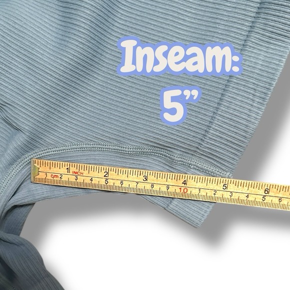 OQQ Blue Ribbed Seamless Sports Bra & Biker Shorts Set Women's L Stretch - Picture 7 of 9